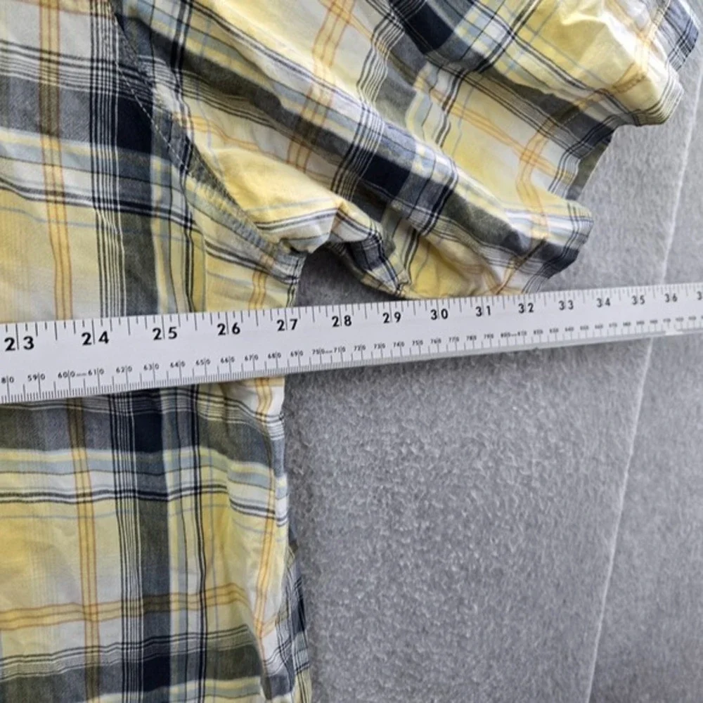 RedHead Men Button‎ Up Shirt 3XL Yellow Plaid Cargo Pockets Hiking Mesh Cotton